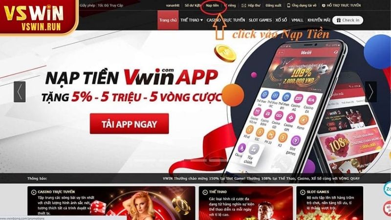 Những điều cần lưu ý khi nạp tiền VSWIN